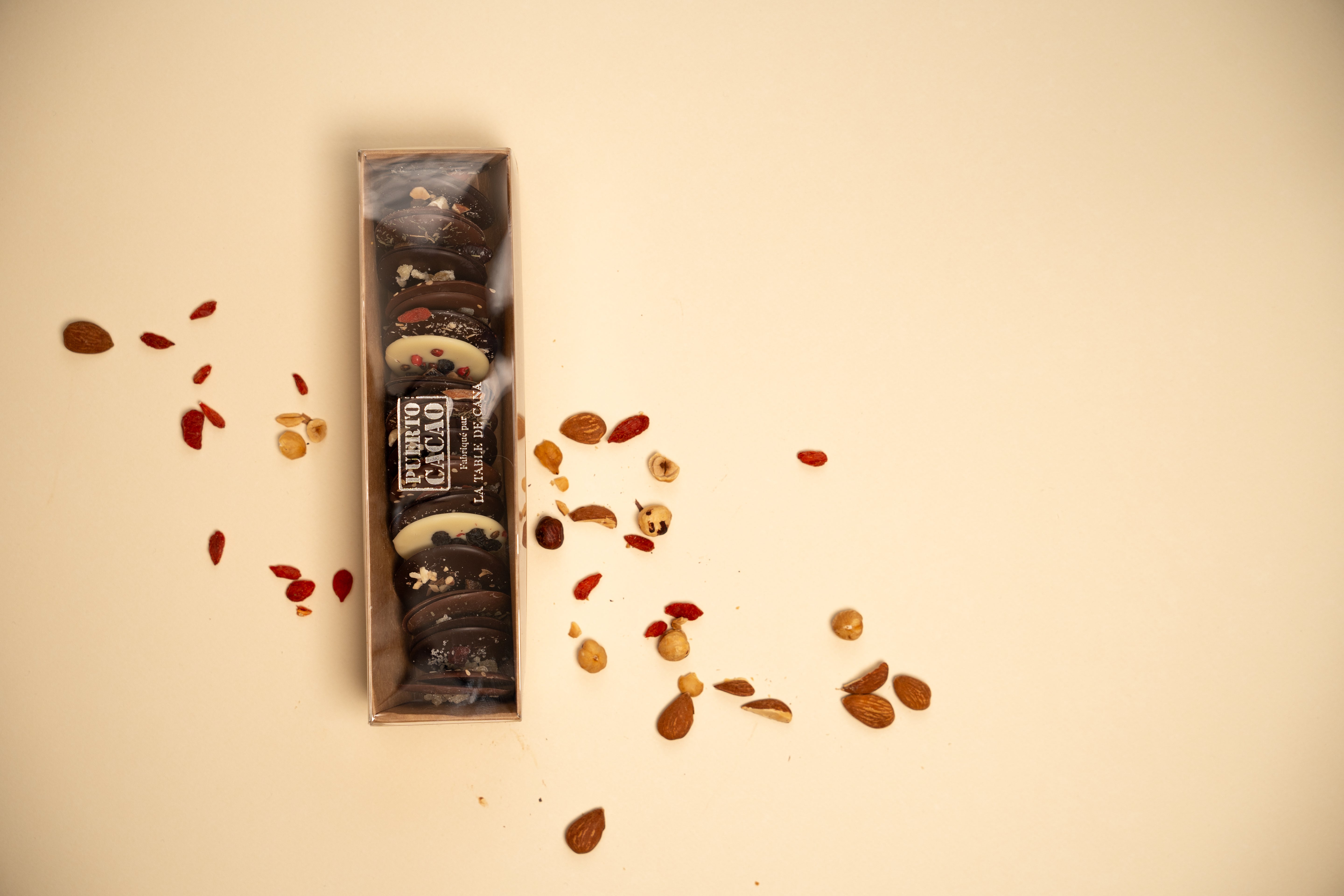 Mendiants 3 chocolats dans leur coffret kraft