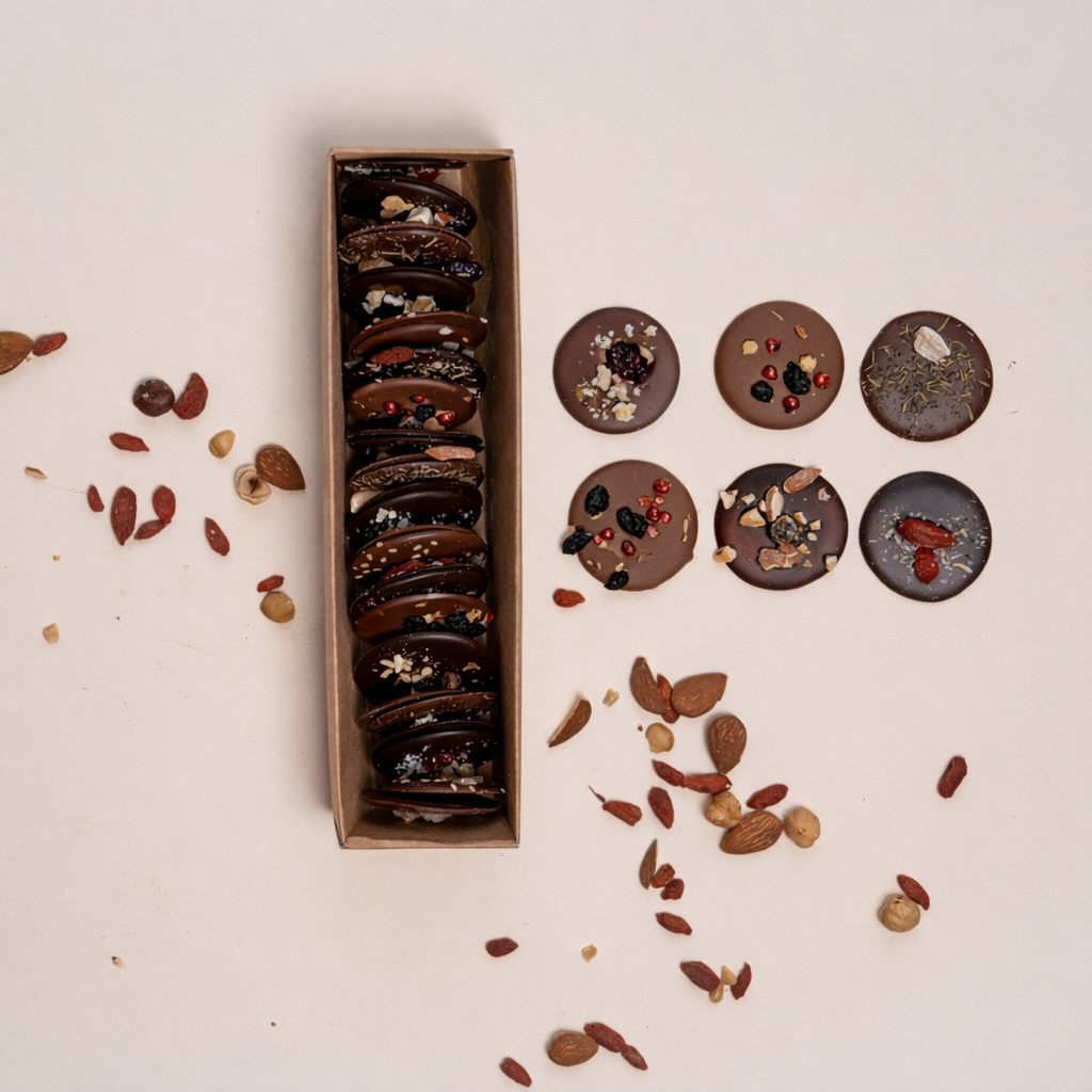 Mendiants 2 chocolats dans leur coffret kraft