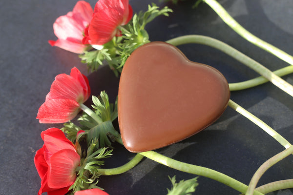 Cœur Tendre Chocolat noir ou lait et son message de Saint-Valentin