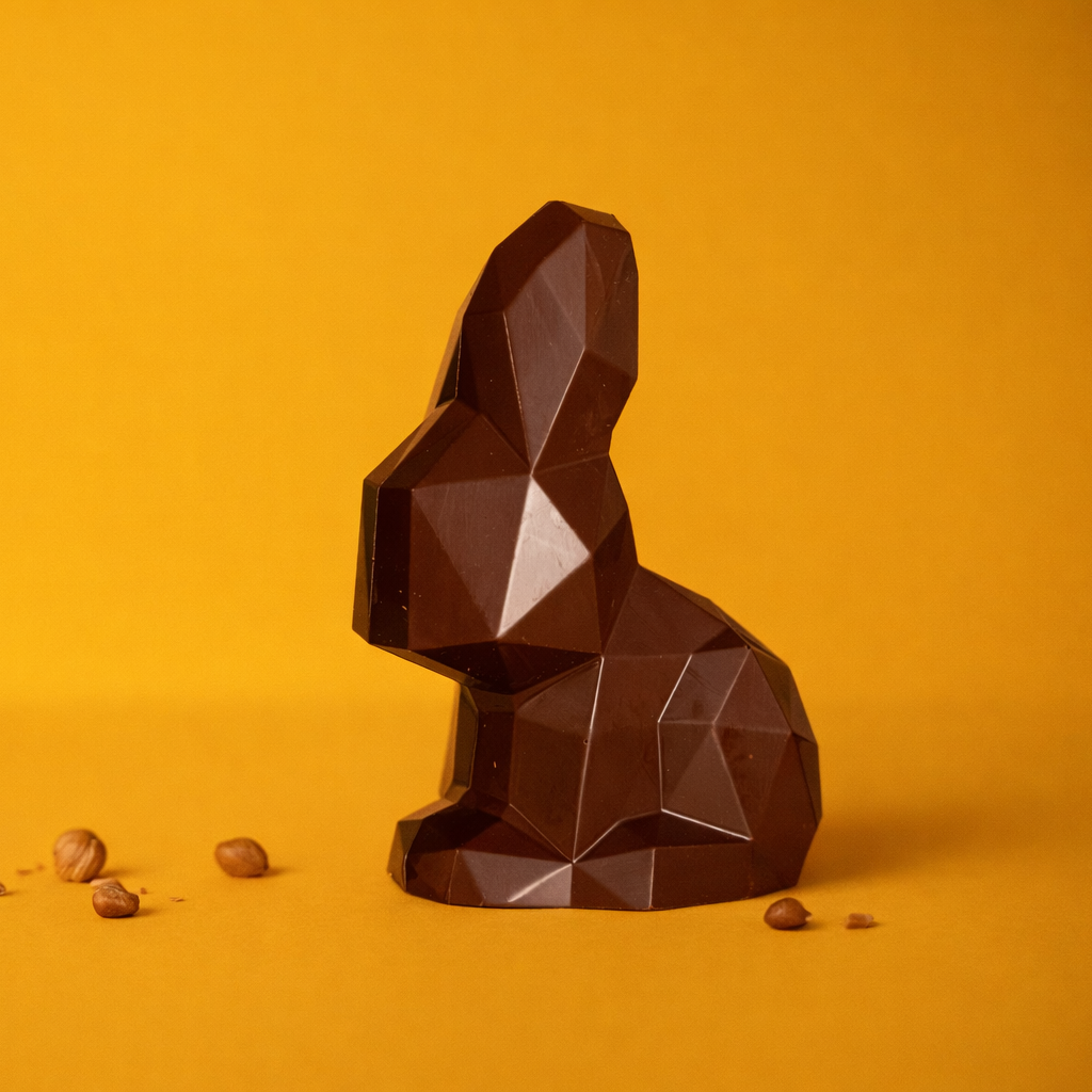 Moulage Lapin Origami - Chocolat noir bio et équitable